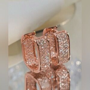 Luxury Rose Gold Rhinestone Hoop Earrings